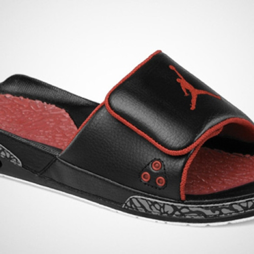AIR JORDAN 3 SLIDE BLACK/RED-CEMENT