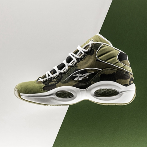 リーボックから、BAPE®とmita sneakersによるコラボレーションモデルQUESTION MID “A BATHING APE® x mita sneakers”が発売